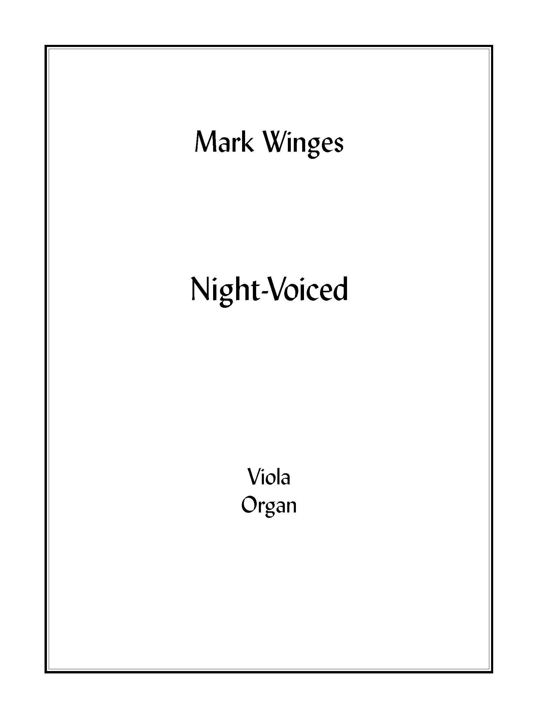Night-Voiced (organ version) for Viola & Organ
